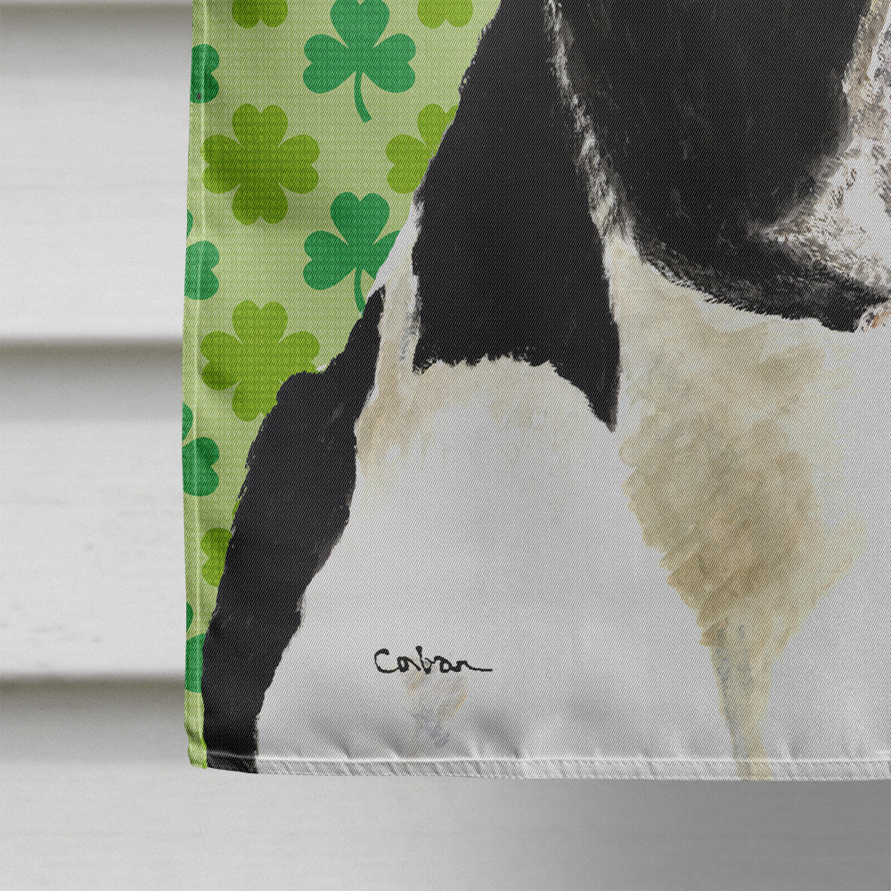 Boston Terrier St. Patrick's Day Shamrock Portrait House Flag 28x40 Porch Sleeve Pole Decorative Outside Yard Banner Artwork Wall Hanging, Polyester