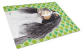 Springer Spaniel St. Patrick's Day Shamrock Portrait Cutting Board Tempered Glass Kitchen Cutting Surface, Heat Resistant Chopping, Non-Slip Feet, Food Prep & Serving
