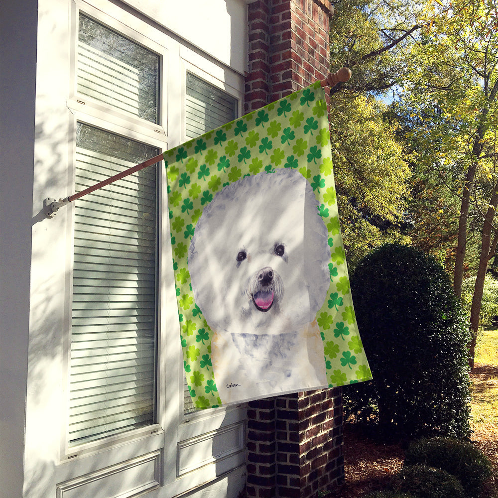 Bichon Frise St. Patrick's Day Shamrock Portrait House Flag 28x40 Porch Sleeve Pole Decorative Outside Yard Banner Artwork Wall Hanging, Polyester