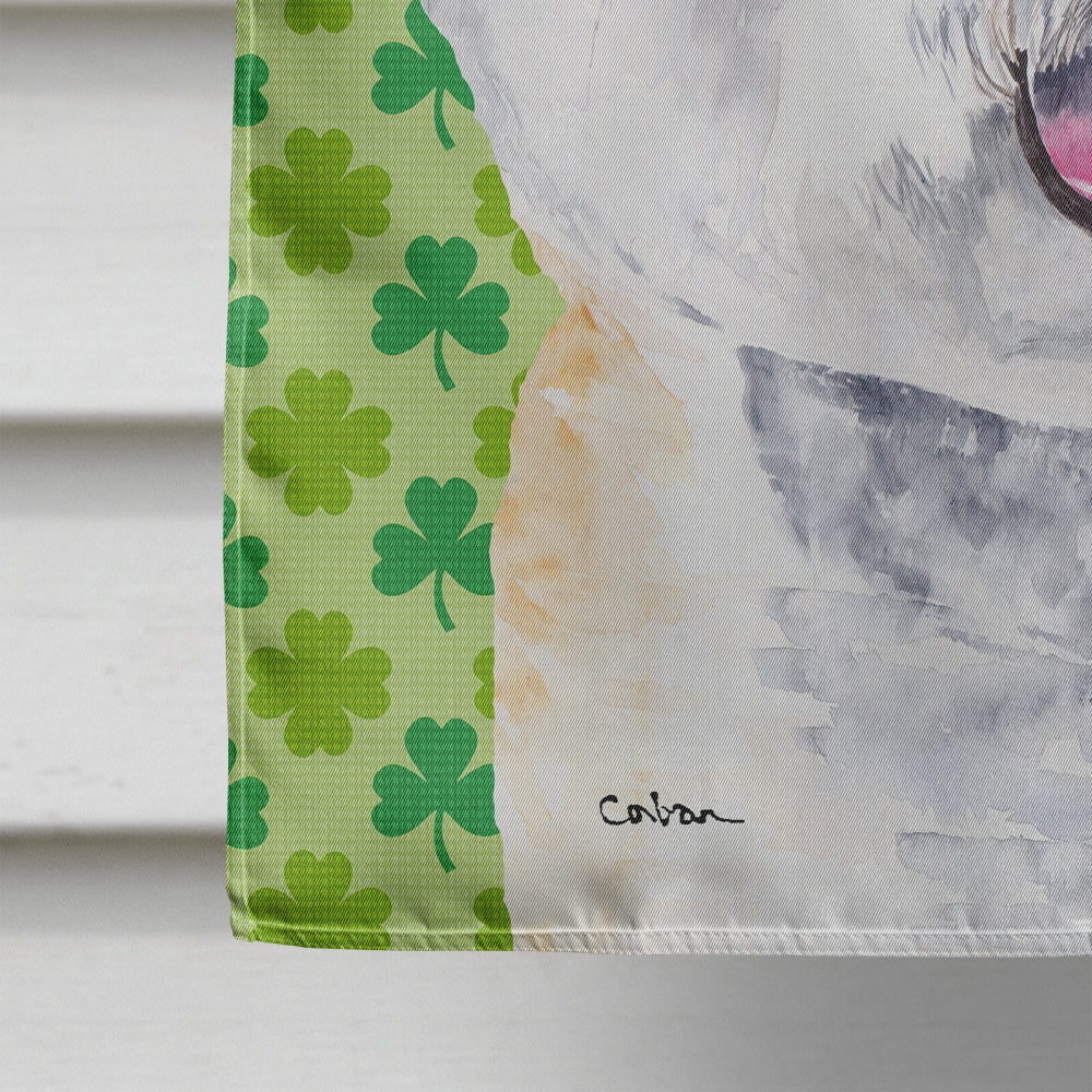 Bichon Frise St. Patrick's Day Shamrock Portrait House Flag 28x40 Porch Sleeve Pole Decorative Outside Yard Banner Artwork Wall Hanging, Polyester
