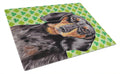 Dachshund St. Patrick's Day Shamrock Portrait Cutting Board Tempered Glass Kitchen Cutting Surface, Heat Resistant Chopping, Non-Slip Feet, Food Prep & Serving