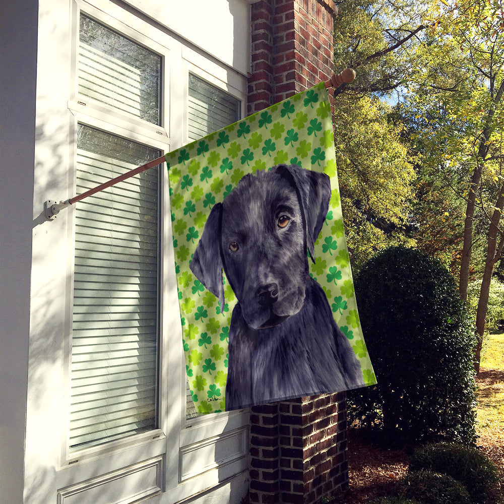 Labrador Black St. Patrick's Day Shamrock Portrait House Flag 28x40 Porch Sleeve Pole Decorative Outside Yard Banner Artwork Wall Hanging, Polyester