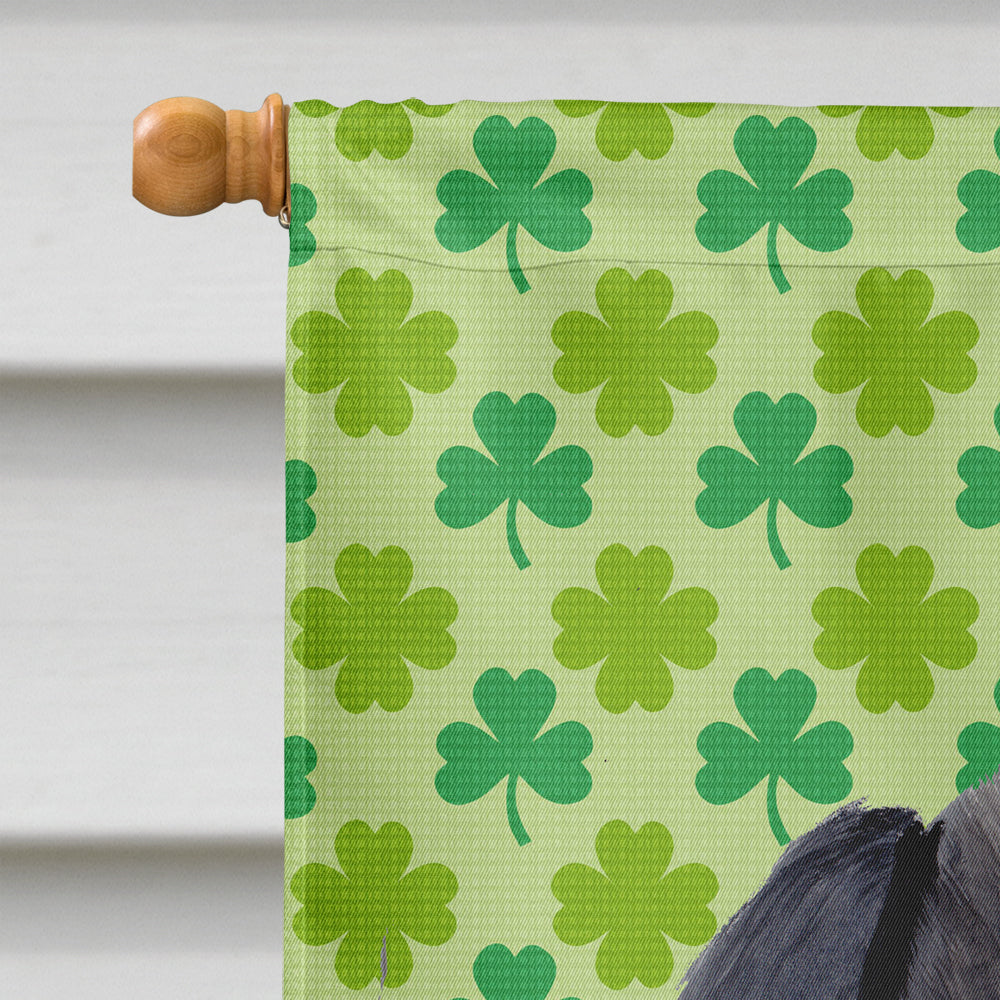 Labrador Black St. Patrick's Day Shamrock Portrait House Flag 28x40 Porch Sleeve Pole Decorative Outside Yard Banner Artwork Wall Hanging, Polyester