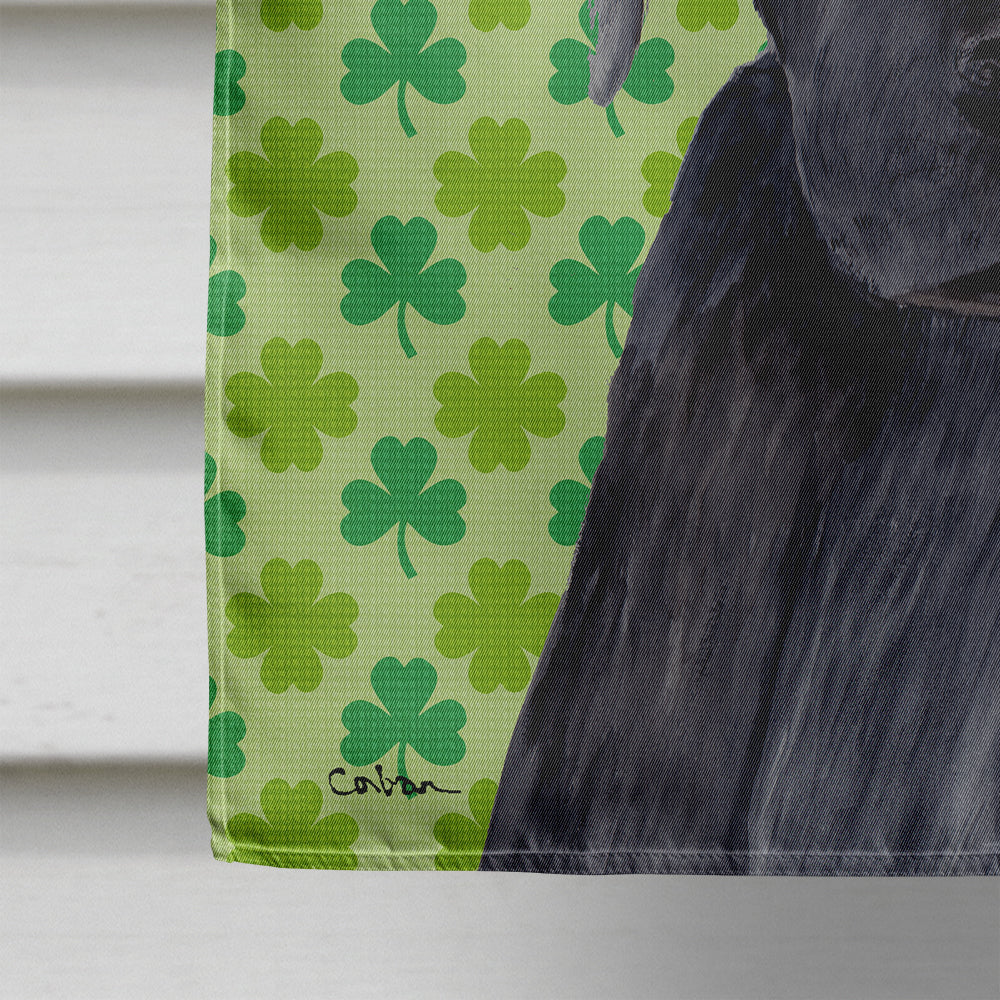 Labrador Black St. Patrick's Day Shamrock Portrait House Flag 28x40 Porch Sleeve Pole Decorative Outside Yard Banner Artwork Wall Hanging, Polyester