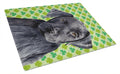 Labrador Black St. Patrick's Day Shamrock Portrait Cutting Board Tempered Glass Kitchen Cutting Surface, Heat Resistant Chopping, Non-Slip Feet, Food Prep & Serving