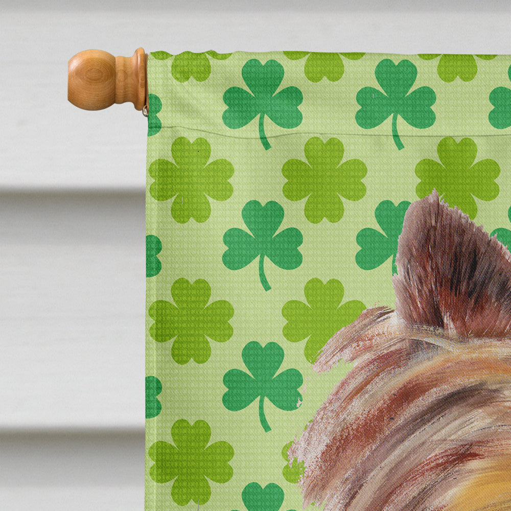 Yorkie St. Patrick's Day Shamrock Portrait House Flag 28x40 Porch Sleeve Pole Decorative Outside Yard Banner Artwork Wall Hanging, Polyester