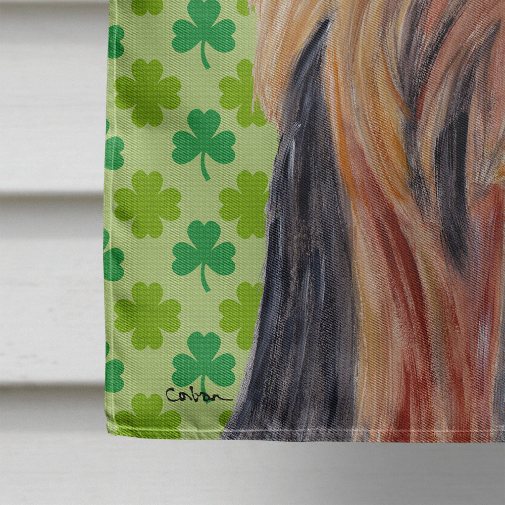 Yorkie St. Patrick's Day Shamrock Portrait House Flag 28x40 Porch Sleeve Pole Decorative Outside Yard Banner Artwork Wall Hanging, Polyester