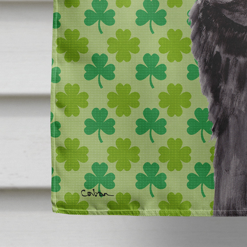 Pug Black St. Patrick's Day Shamrock Portrait House Flag 28x40 Porch Sleeve Pole Decorative Outside Yard Banner Artwork Wall Hanging, Polyester
