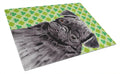 Pug Black St. Patrick's Day Shamrock Portrait Cutting Board Tempered Glass Kitchen Cutting Surface, Heat Resistant Chopping, Non-Slip Feet, Food Prep & Serving