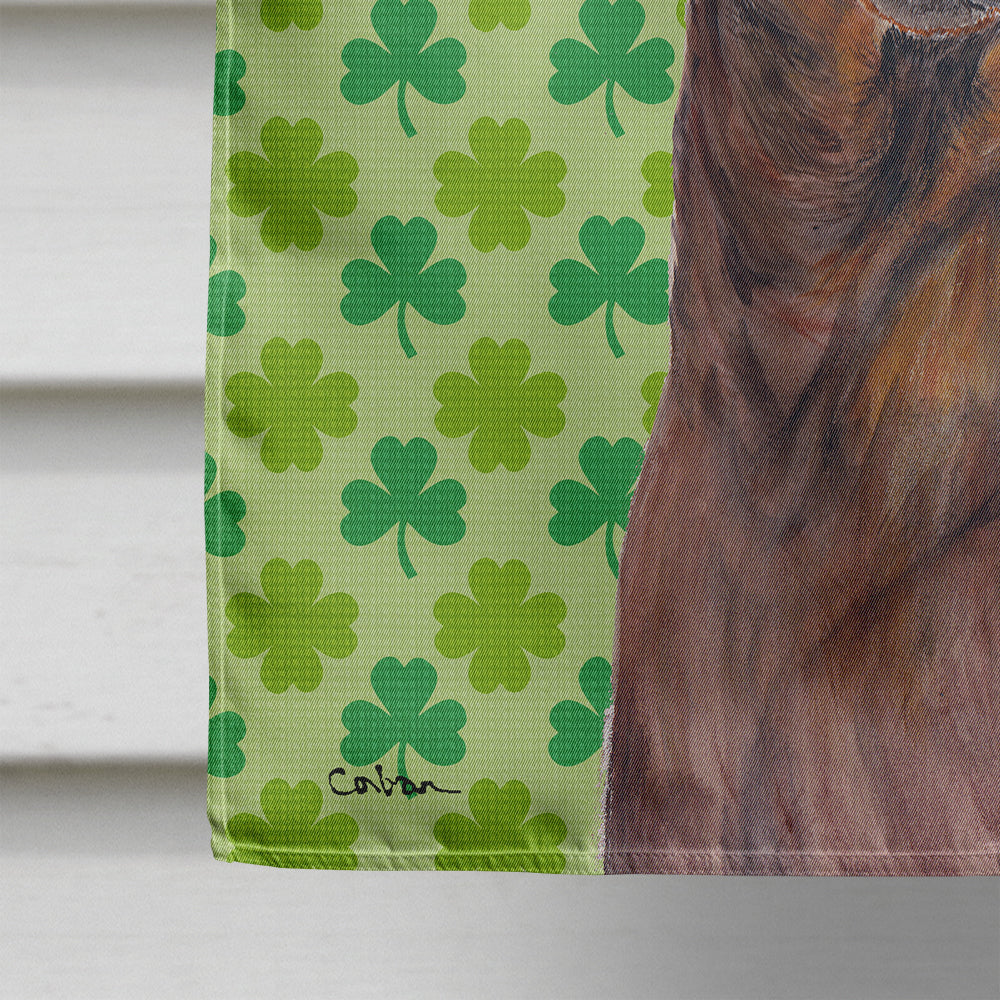 Dachshund St. Patrick's Day Shamrock Portrait House Flag 28x40 Porch Sleeve Pole Decorative Outside Yard Banner Artwork Wall Hanging, Polyester