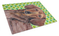 Dachshund St. Patrick's Day Shamrock Portrait Cutting Board Tempered Glass Kitchen Cutting Surface, Heat Resistant Chopping, Non-Slip Feet, Food Prep & Serving