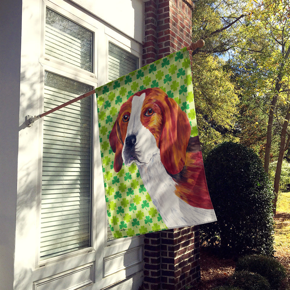 Beagle St. Patrick's Day Shamrock Portrait House Flag 28x40 Porch Sleeve Pole Decorative Outside Yard Banner Artwork Wall Hanging, Polyester