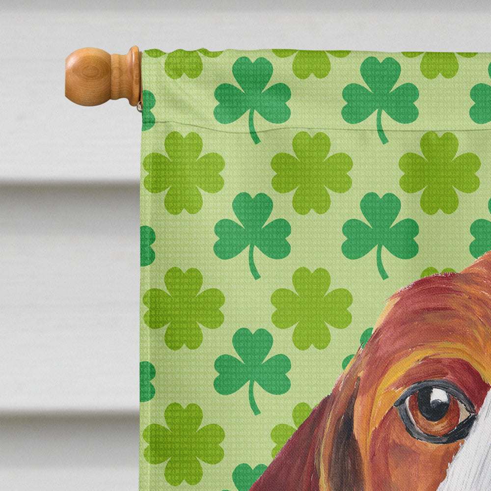 Beagle St. Patrick's Day Shamrock Portrait House Flag 28x40 Porch Sleeve Pole Decorative Outside Yard Banner Artwork Wall Hanging, Polyester