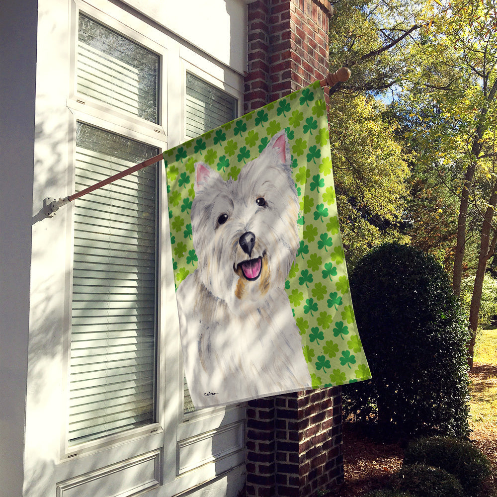 Westie St. Patrick's Day Shamrock Portrait House Flag 28x40 Porch Sleeve Pole Decorative Outside Yard Banner Artwork Wall Hanging, Polyester