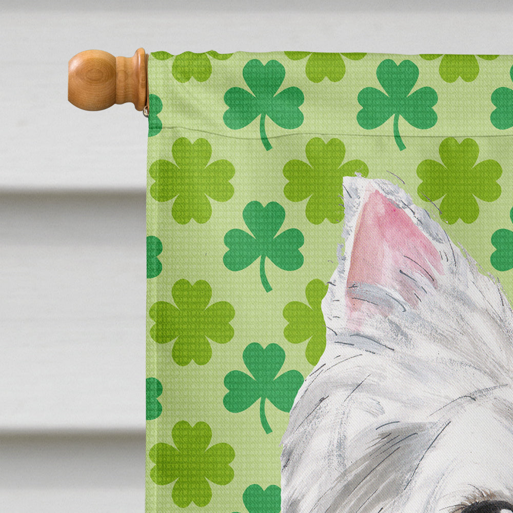 Westie St. Patrick's Day Shamrock Portrait House Flag 28x40 Porch Sleeve Pole Decorative Outside Yard Banner Artwork Wall Hanging, Polyester