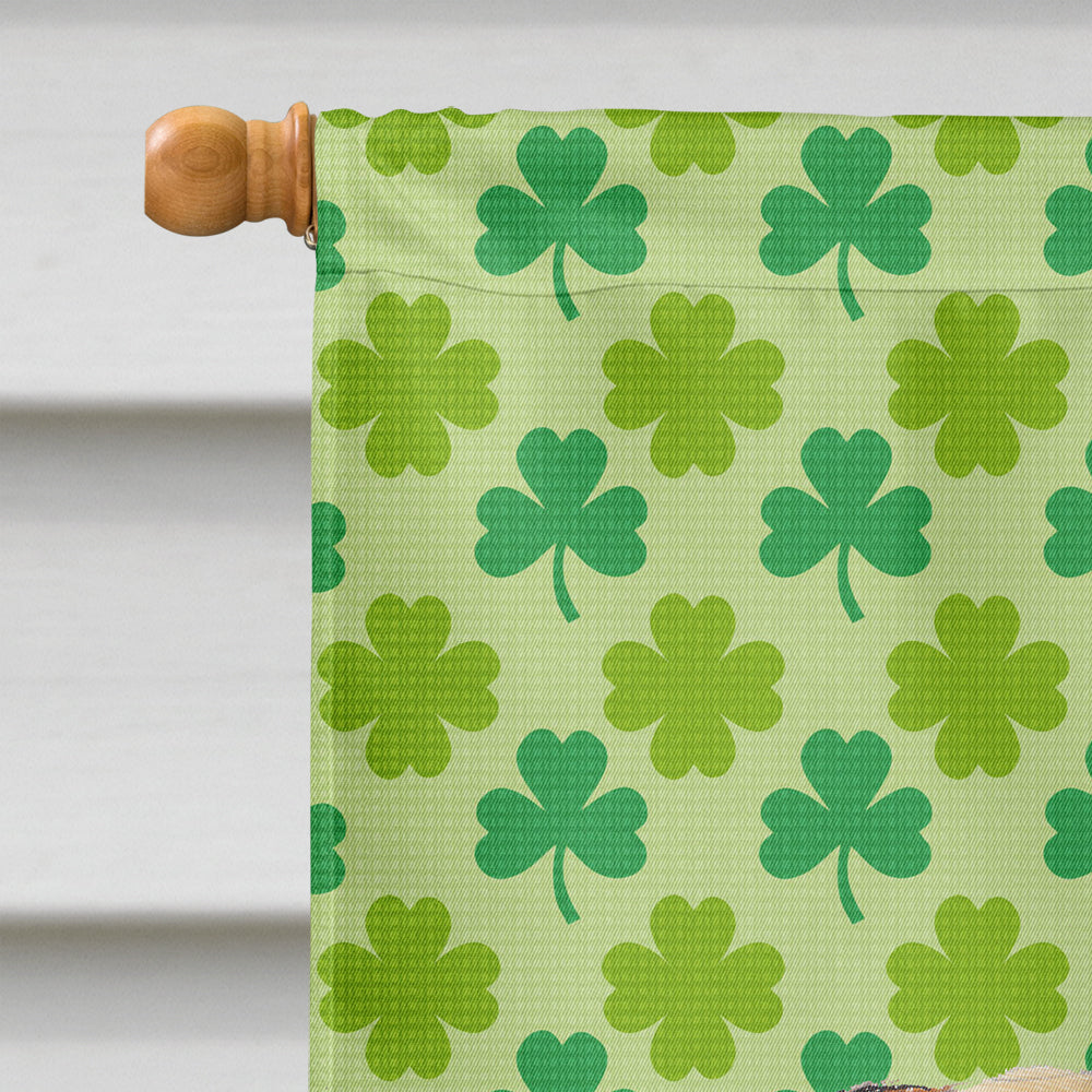 Pug St. Patrick's Day Shamrock Portrait House Flag 28x40 Porch Sleeve Pole Decorative Outside Yard Banner Artwork Wall Hanging, Polyester