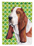 Basset Hound St. Patrick's Day Shamrock Portrait House Flag 28x40 Porch Sleeve Pole Decorative Outside Yard Banner Artwork Wall Hanging, Polyester