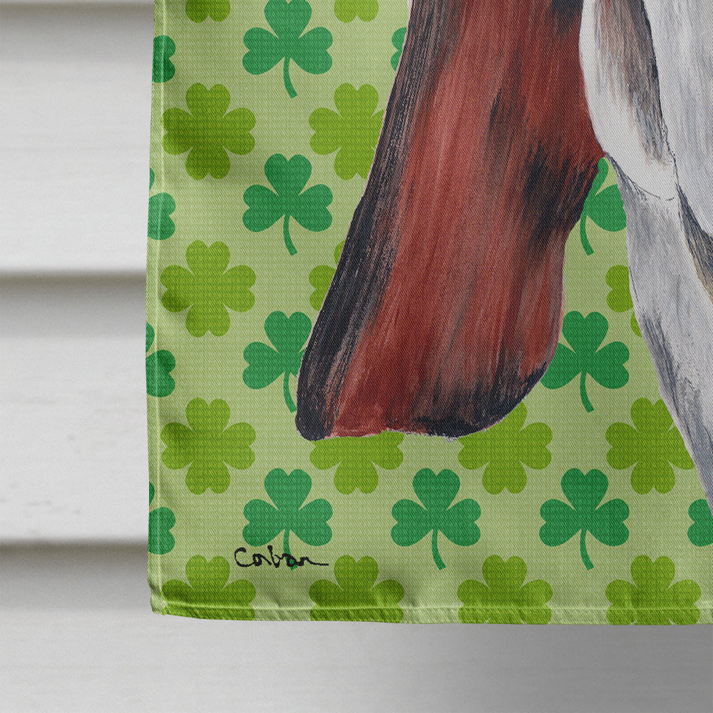 Basset Hound St. Patrick's Day Shamrock Portrait House Flag 28x40 Porch Sleeve Pole Decorative Outside Yard Banner Artwork Wall Hanging, Polyester