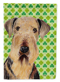 Airedale St. Patrick's Day Shamrock Portrait House Flag 28x40 Porch Sleeve Pole Decorative Outside Yard Banner Artwork Wall Hanging, Polyester