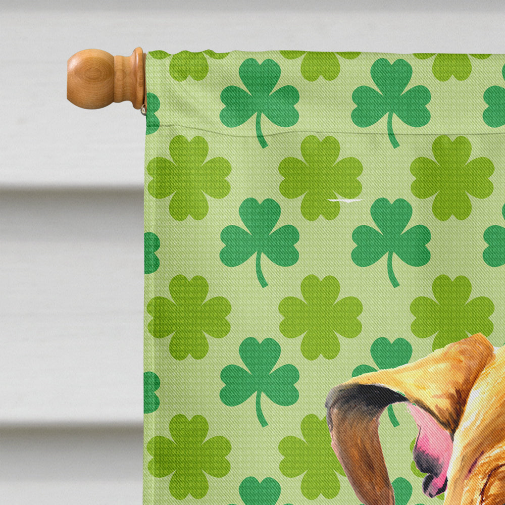 Bulldog English St. Patrick's Day Shamrock Portrait House Flag 28x40 Porch Sleeve Pole Decorative Outside Yard Banner Artwork Wall Hanging, Polyester