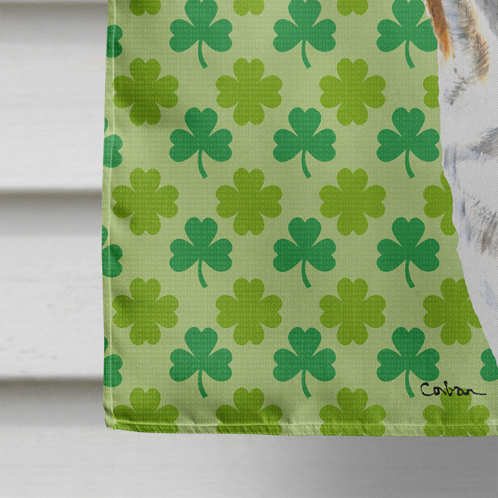 Bulldog English St. Patrick's Day Shamrock Portrait House Flag 28x40 Porch Sleeve Pole Decorative Outside Yard Banner Artwork Wall Hanging, Polyester
