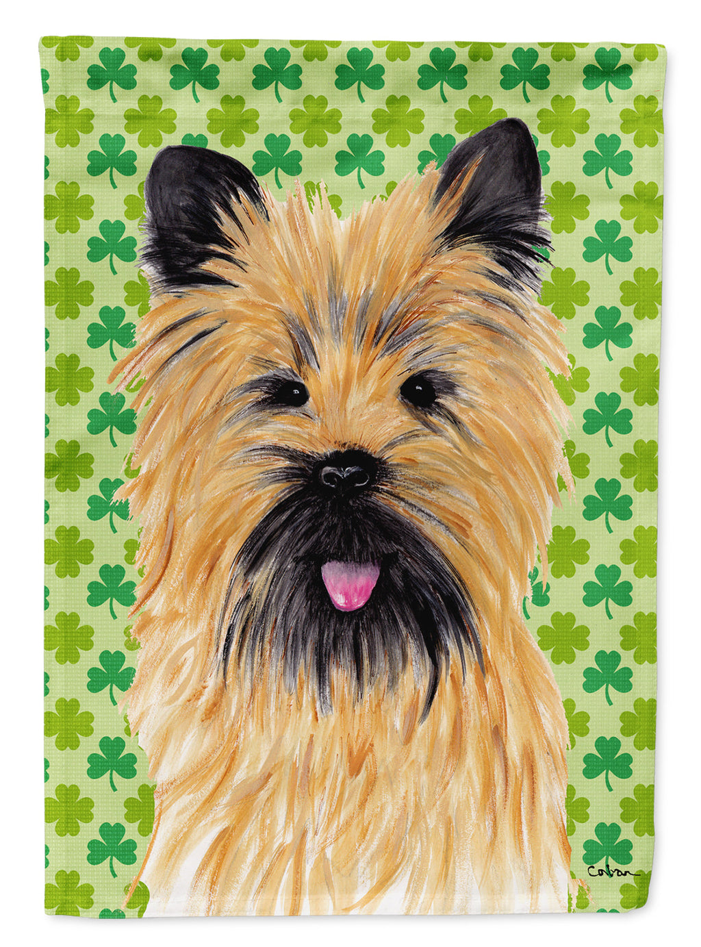Cairn Terrier St. Patrick's Day Shamrock Portrait House Flag 28x40 Porch Sleeve Pole Decorative Outside Yard Banner Artwork Wall Hanging, Polyester