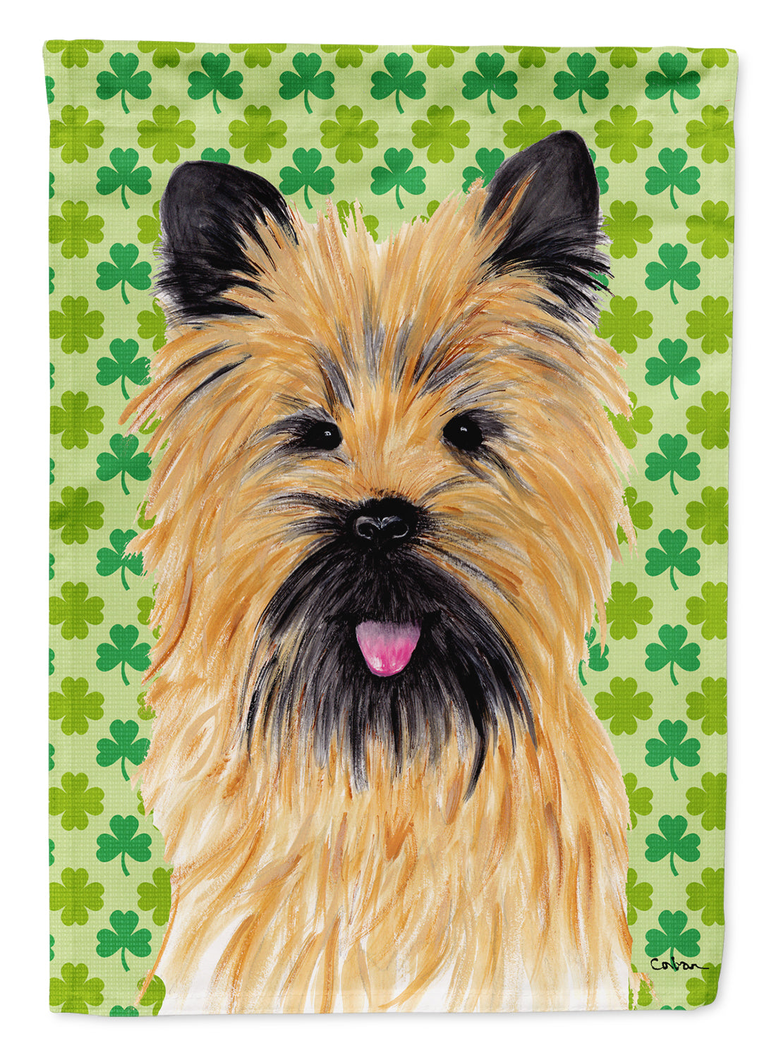 Cairn Terrier St. Patrick's Day Shamrock Portrait House Flag 28x40 Porch Sleeve Pole Decorative Outside Yard Banner Artwork Wall Hanging, Polyester