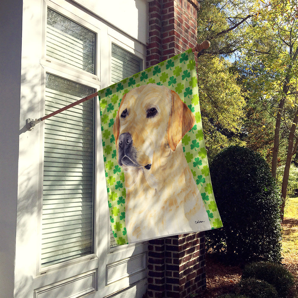 Labrador Yellow St. Patrick's Day Shamrock Portrait House Flag 28x40 Porch Sleeve Pole Decorative Outside Yard Banner Artwork Wall Hanging, Polyester