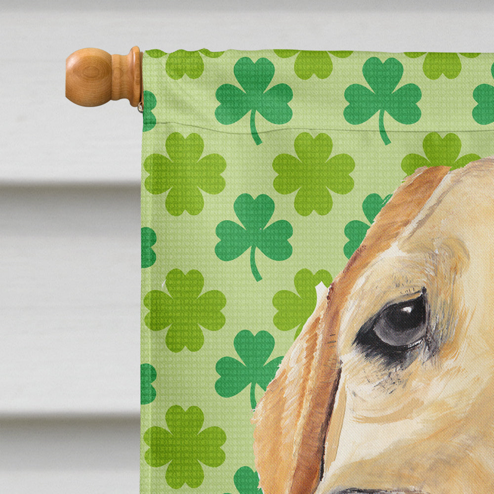 Labrador Yellow St. Patrick's Day Shamrock Portrait House Flag 28x40 Porch Sleeve Pole Decorative Outside Yard Banner Artwork Wall Hanging, Polyester