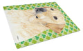 Labrador Yellow St. Patrick's Day Shamrock Portrait Cutting Board Tempered Glass Kitchen Cutting Surface, Heat Resistant Chopping, Non-Slip Feet, Food Prep & Serving