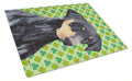Doberman St. Patrick's Day Shamrock Portrait Cutting Board Tempered Glass Kitchen Cutting Surface, Heat Resistant Chopping, Non-Slip Feet, Food Prep & Serving