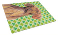 Vizsla St. Patrick's Day Shamrock Portrait Cutting Board Tempered Glass Kitchen Cutting Surface, Heat Resistant Chopping, Non-Slip Feet, Food Prep & Serving
