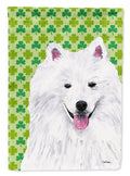 American Eskimo St. Patrick's Day Shamrock Portrait House Flag 28x40 Porch Sleeve Pole Decorative Outside Yard Banner Artwork Wall Hanging, Polyester