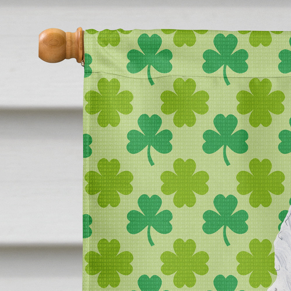 American Eskimo St. Patrick's Day Shamrock Portrait House Flag 28x40 Porch Sleeve Pole Decorative Outside Yard Banner Artwork Wall Hanging, Polyester