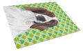 Welsh Springer Spaniel Shamrocks Cutting Board Tempered Glass Kitchen Cutting Surface, Heat Resistant Chopping, Non-Slip Feet, Food Prep & Serving