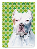 Pit Bull St. Patrick's Day Shamrock Portrait House Flag 28x40 Porch Sleeve Pole Decorative Outside Yard Banner Artwork Wall Hanging, Polyester