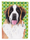 Saint Bernard St. Patrick's Day Shamrock Portrait House Flag 28x40 Porch Sleeve Pole Decorative Outside Yard Banner Artwork Wall Hanging, Polyester