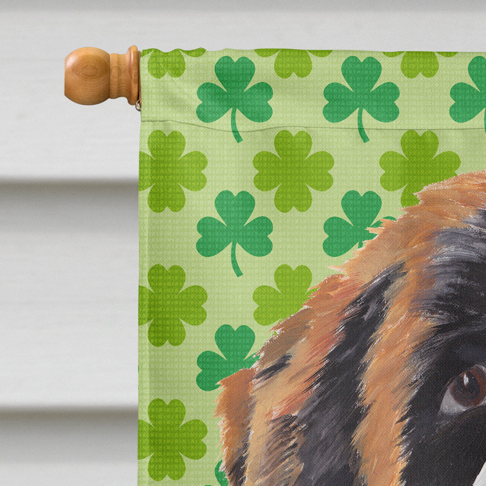 Saint Bernard St. Patrick's Day Shamrock Portrait House Flag 28x40 Porch Sleeve Pole Decorative Outside Yard Banner Artwork Wall Hanging, Polyester