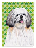 Shih Tzu St. Patrick's Day Shamrock Portrait House Flag 28x40 Porch Sleeve Pole Decorative Outside Yard Banner Artwork Wall Hanging, Polyester