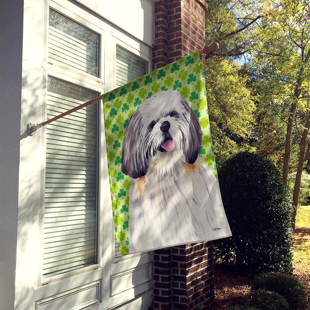 Shih Tzu St. Patrick's Day Shamrock Portrait House Flag 28x40 Porch Sleeve Pole Decorative Outside Yard Banner Artwork Wall Hanging, Polyester