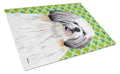 Shih Tzu St. Patrick's Day Shamrock Portrait Cutting Board Tempered Glass Kitchen Cutting Surface, Heat Resistant Chopping, Non-Slip Feet, Food Prep & Serving