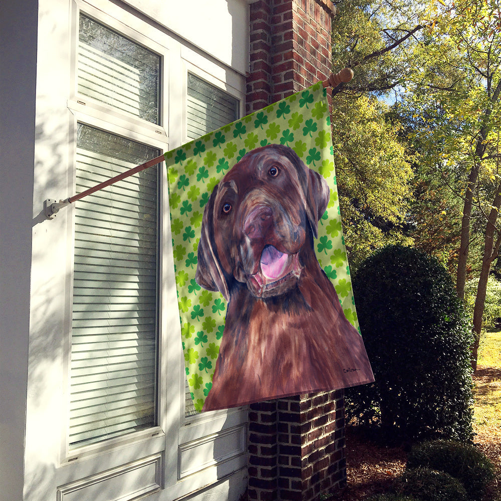 Labrador Chocolate St. Patrick's Day Shamrock Portrait House Flag 28x40 Porch Sleeve Pole Decorative Outside Yard Banner Artwork Wall Hanging, Polyester