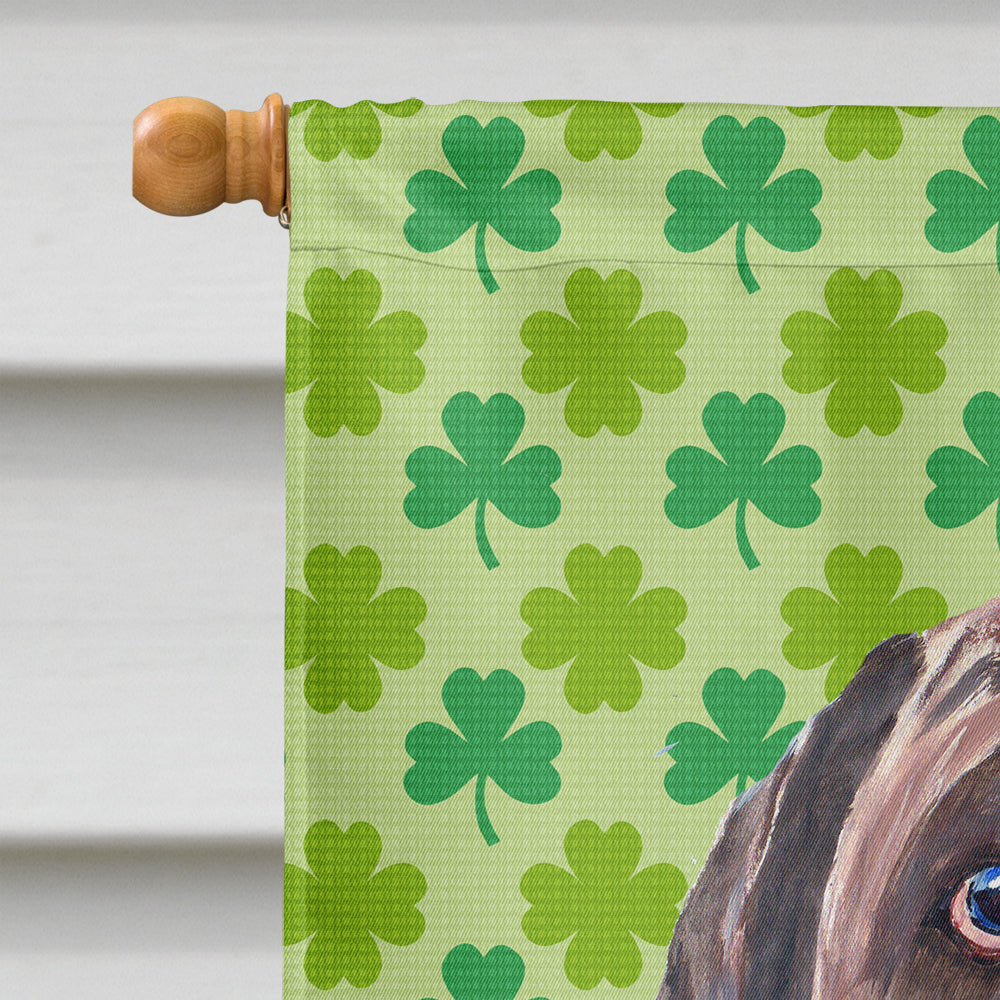 Labrador Chocolate St. Patrick's Day Shamrock Portrait House Flag 28x40 Porch Sleeve Pole Decorative Outside Yard Banner Artwork Wall Hanging, Polyester