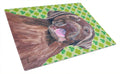 Labrador Chocolate St. Patrick's Day Shamrock Portrait Cutting Board Tempered Glass Kitchen Cutting Surface, Heat Resistant Chopping, Non-Slip Feet, Food Prep & Serving