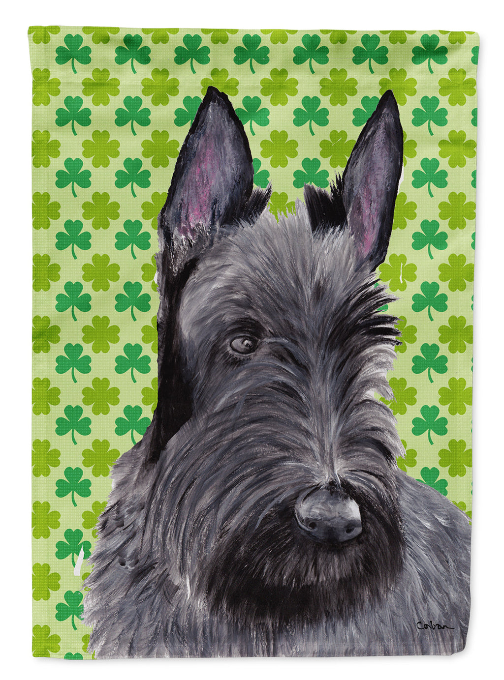 Scottish Terrier St. Patrick's Day Shamrock Portrait House Flag 28x40 Porch Sleeve Pole Decorative Outside Yard Banner Artwork Wall Hanging, Polyester