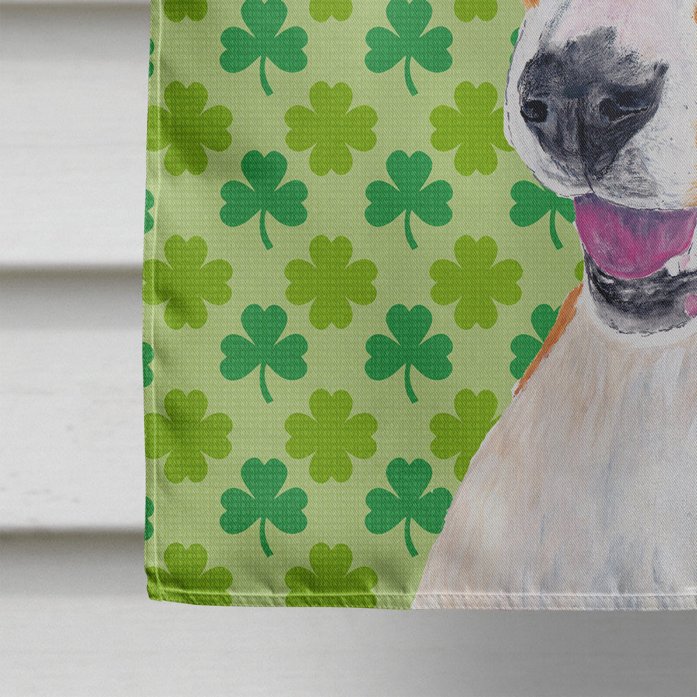 Basenji St. Patrick's Day Shamrock Portrait House Flag 28x40 Porch Sleeve Pole Decorative Outside Yard Banner Artwork Wall Hanging, Polyester