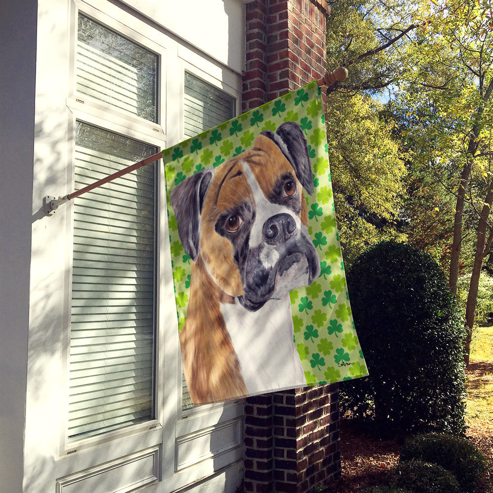 Boxer St. Patrick's Day Shamrock Portrait House Flag 28x40 Porch Sleeve Pole Decorative Outside Yard Banner Artwork Wall Hanging, Polyester