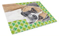 Boxer St. Patrick's Day Shamrock Portrait Cutting Board Tempered Glass Kitchen Cutting Surface, Heat Resistant Chopping, Non-Slip Feet, Food Prep & Serving