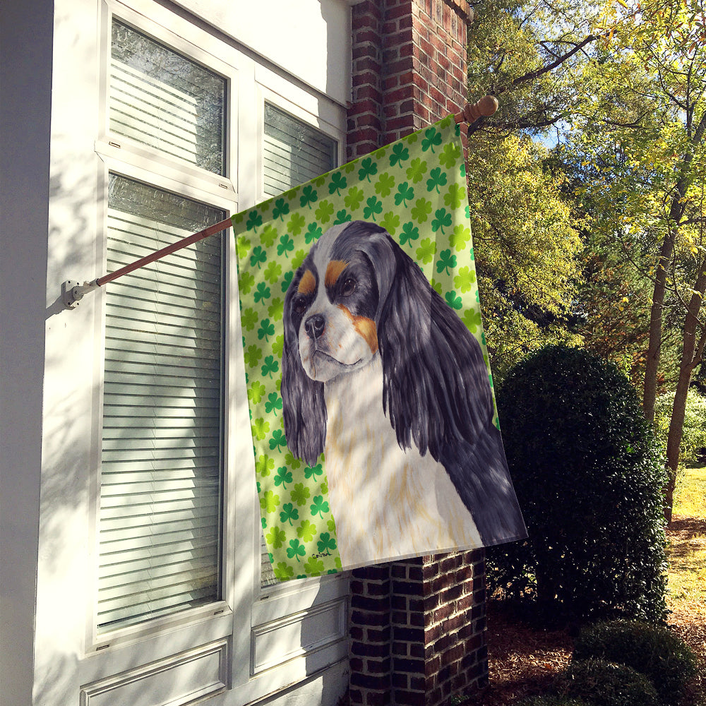 Cavalier Spaniel St. Patrick's Day Shamrock Portrait House Flag 28x40 Porch Sleeve Pole Decorative Outside Yard Banner Artwork Wall Hanging, Polyester
