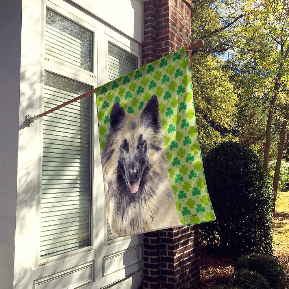 Belgian Tervuren St. Patrick's Day Shamrock Portrait House Flag 28x40 Porch Sleeve Pole Decorative Outside Yard Banner Artwork Wall Hanging, Polyester